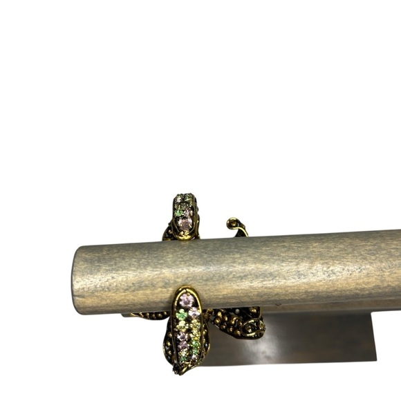 Vintage Iradj Moini crystal Dimensional Lily Flower Cuff Bracelet rhinestone - Picture 3 of 7